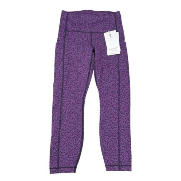 Athleta Ultimate Stash Pocket Textured 7/8 Tight Legging Size XS Black Purple - Picture 2 of 6